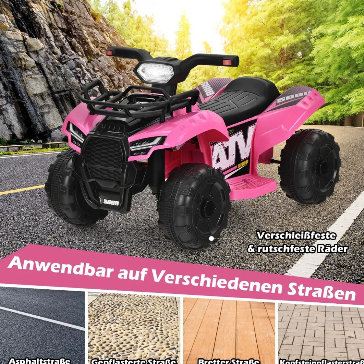 6V Elektro Kinderquad mit Stauraum & Musik & Hupe & LED Scheinwerfer Mini Elektroquad