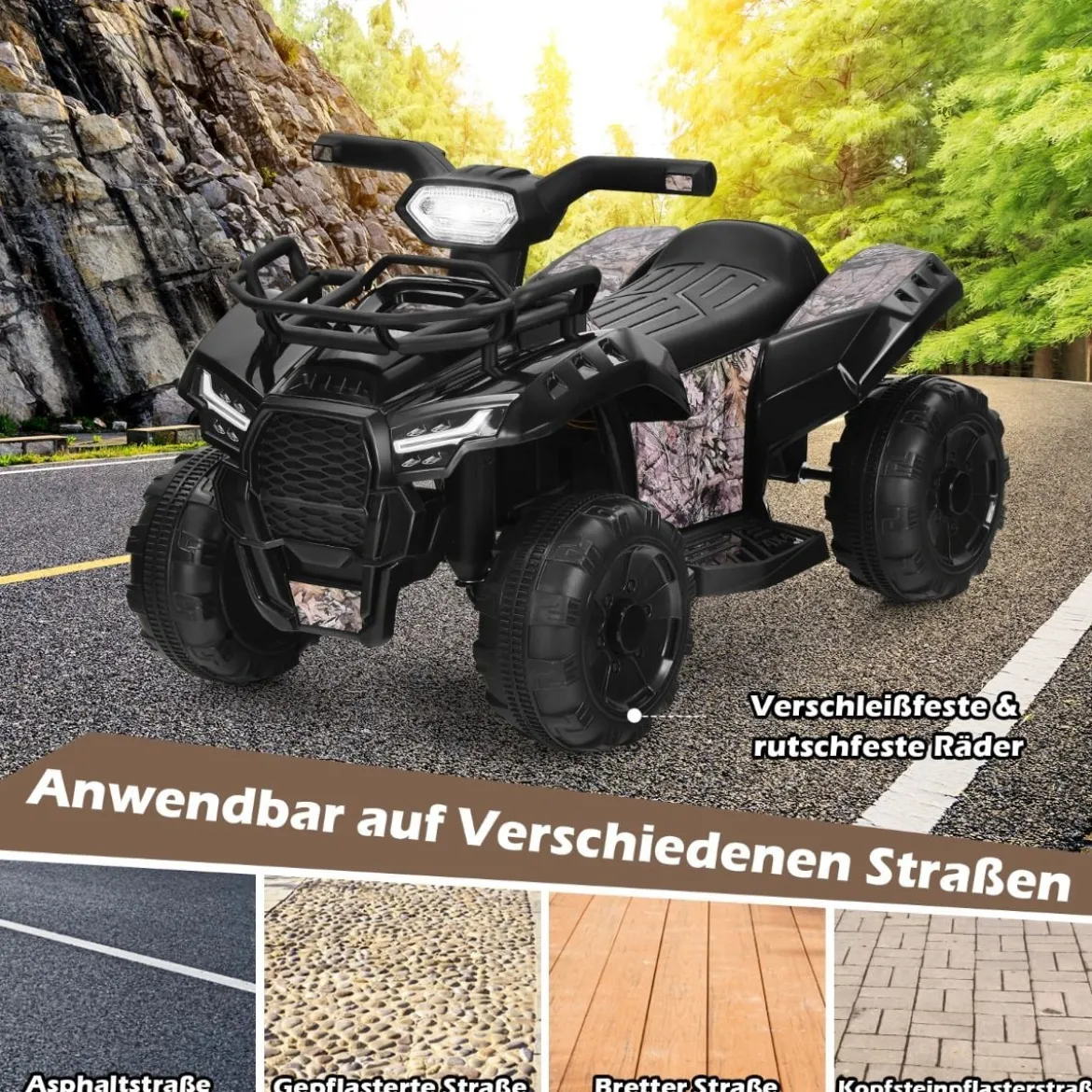 6V Elektro Kinderquad mit Stauraum & Musik & Hupe & LED Scheinwerfer Mini Elektroquad