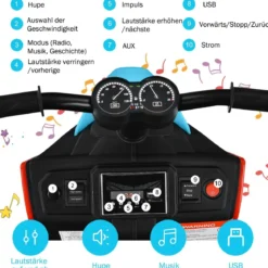 6V Elektro Motorrad Kindermotorrad mit Musik für Kinder 80,5 x 41 x 51,5 cm Rot + Schwarz + Blau