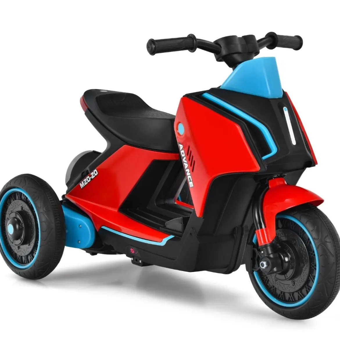 6V Elektro Motorrad Kindermotorrad mit Musik für Kinder 80,5 x 41 x 51,5 cm Rot + Schwarz + Blau