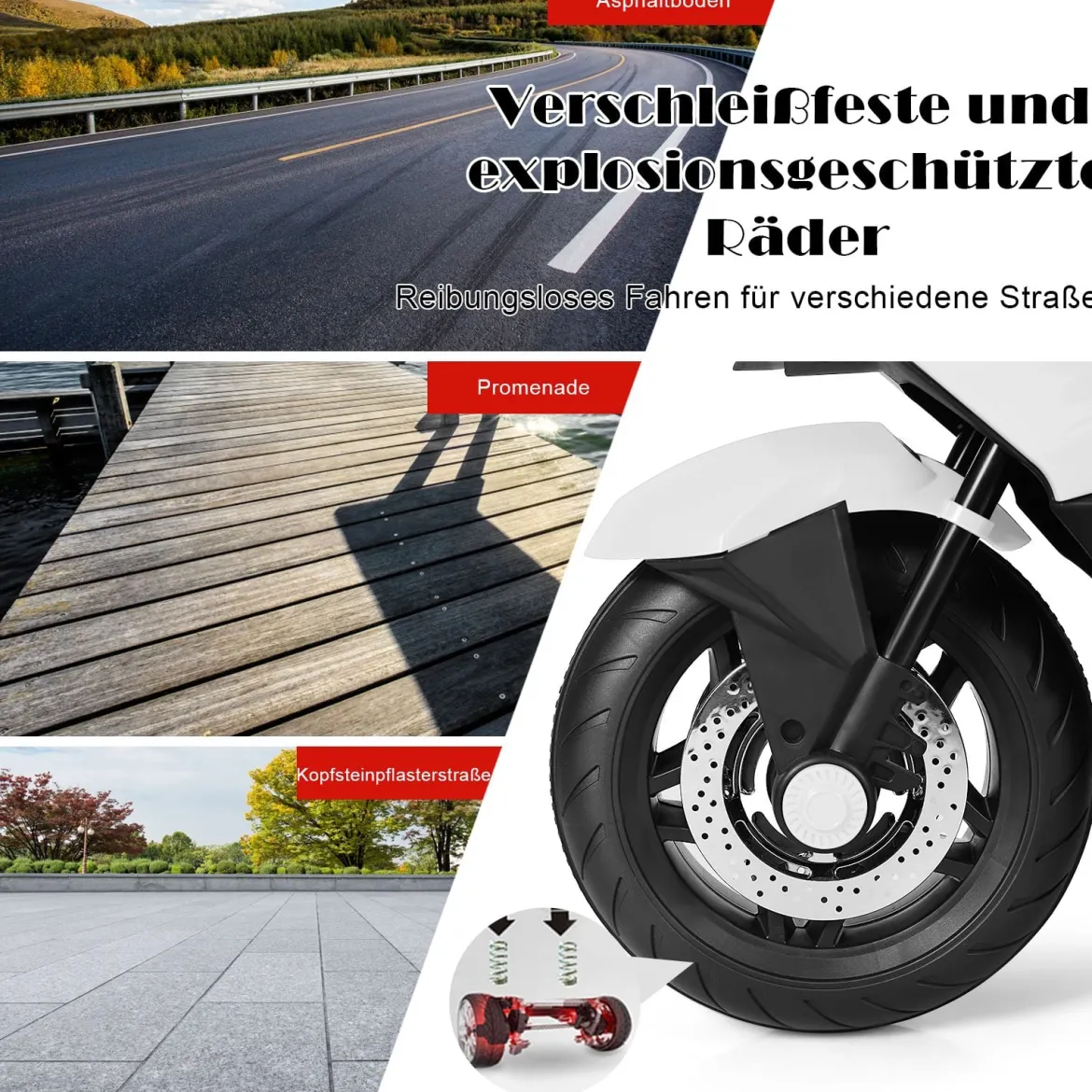 12V Elektro Motorrad Kindermotorrad mit Stützrädern Elektromotorrad Weiß