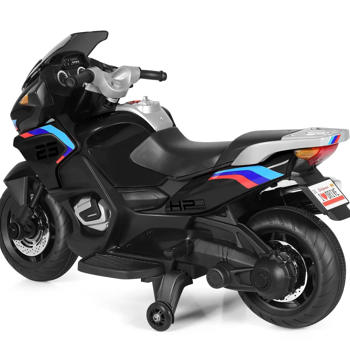 12V Elektro Motorrad Kindermotorrad mit Stützrädern Elektromotorrad Schwarz