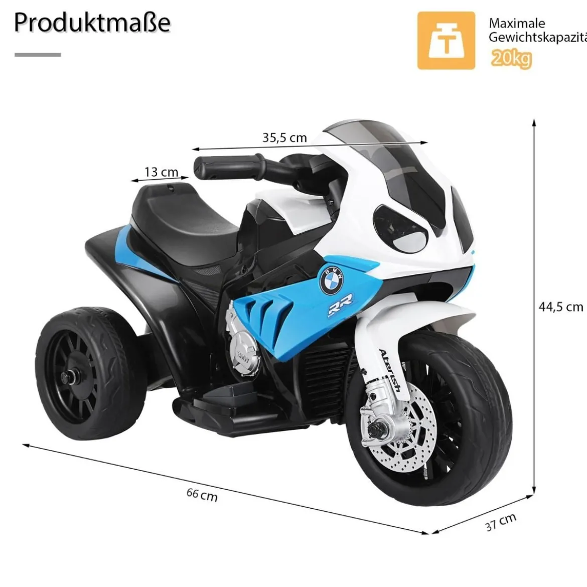 6V Elektro Motorrad Kindermotorrad Elektrofahrzeug für Kinder 66 x 37 x 44,5 cm Blau