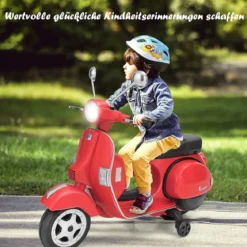 6V Elektro Motorrad mit 2 Stützrädern und Schlüssel & Lichter und Musik für Kinder ab 3 Jahren Rot