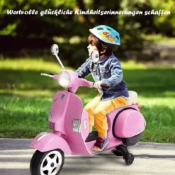 6V Elektro Motorrad mit 2 Stützrädern und Schlüssel & Lichter und Musik für Kinder ab 3 Jahren Rosa
