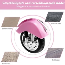 6V Elektro Motorrad mit 2 Stützrädern und Schlüssel & Lichter und Musik für Kinder ab 3 Jahren Rosa