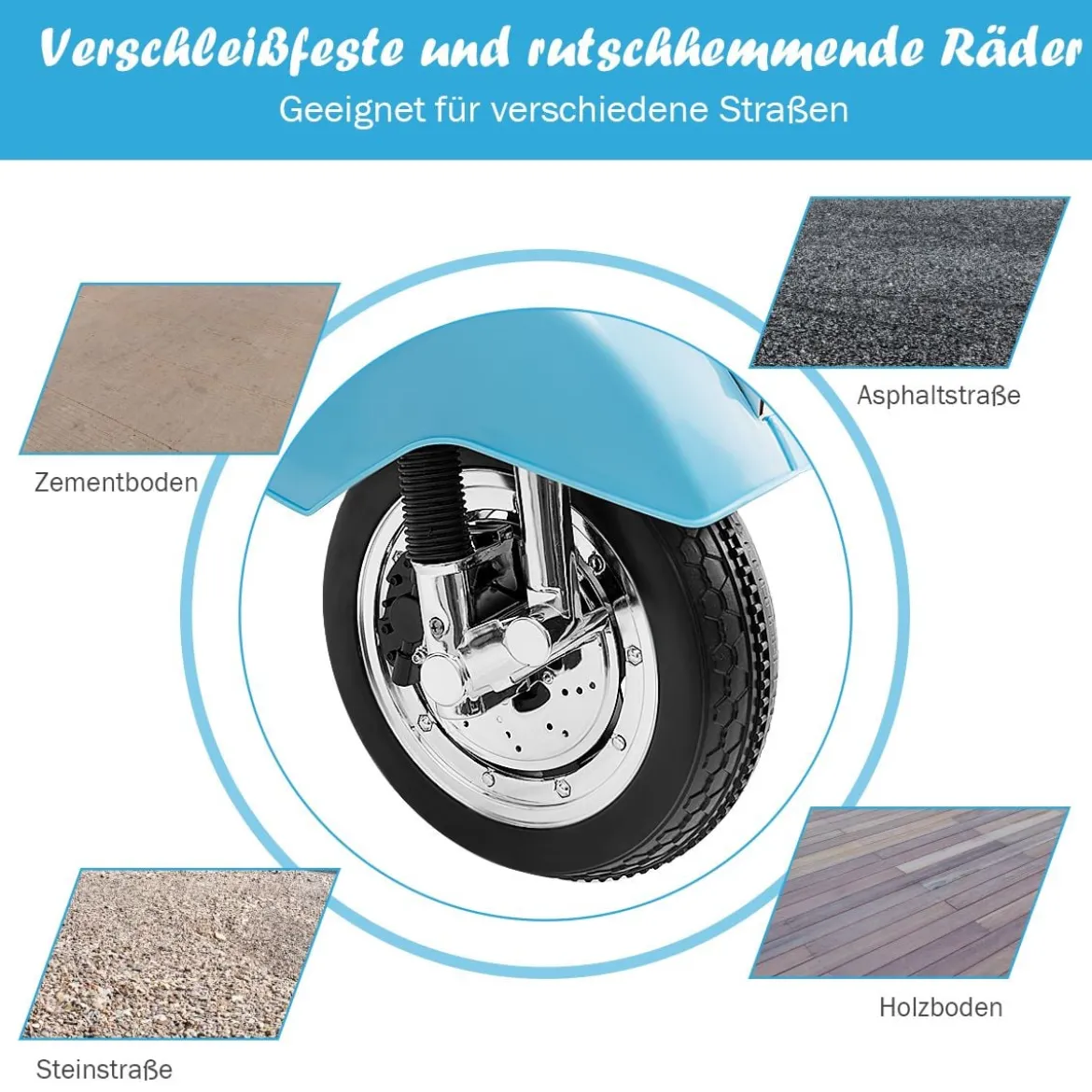 6V Elektro Motorrad mit 2 Stützrädern und Schlüssel & Lichter und Musik für Kinder ab 3 Jahren Blau