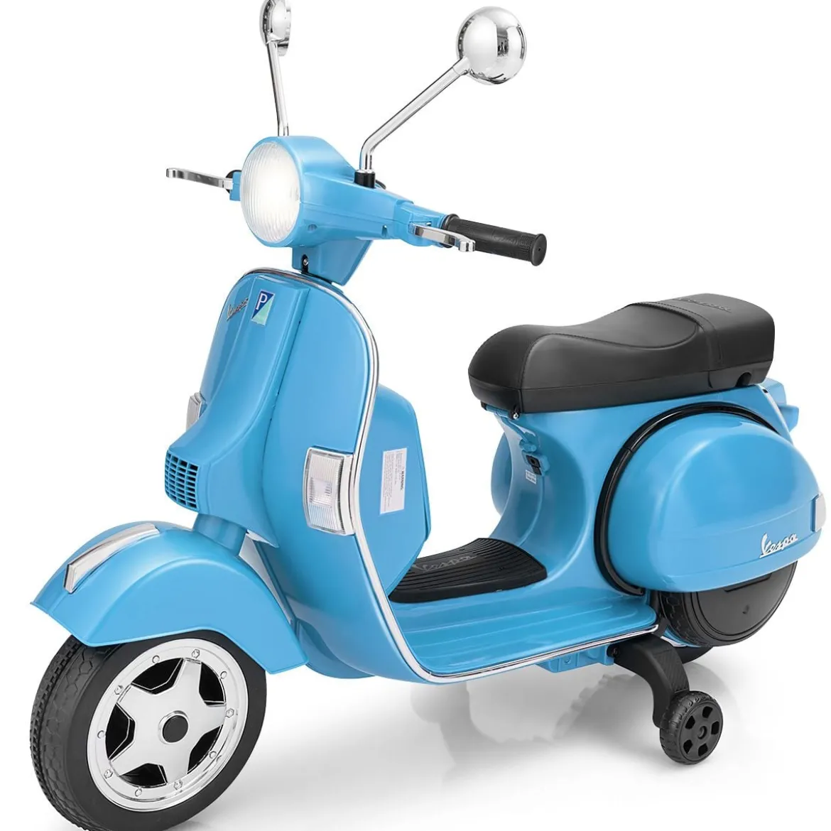6V Elektro Motorrad mit 2 Stützrädern und Schlüssel & Lichter und Musik für Kinder ab 3 Jahren Blau