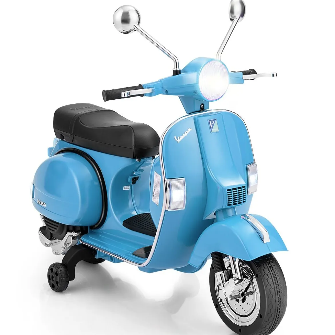 6V Elektro Motorrad mit 2 Stützrädern und Schlüssel & Lichter und Musik für Kinder ab 3 Jahren Blau