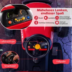 24V Elektro Traktor mit Anhänger & 2,4G Fernbedienung & Hupe Kindertraktor Elektrotraktor Rot