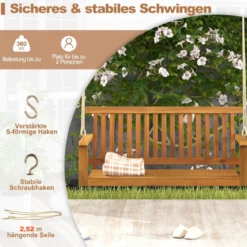 Verandaschaukel für 2 Personen mit 2 Seilen zum Aufhängen Belastbar bis 360 kg Hängebank