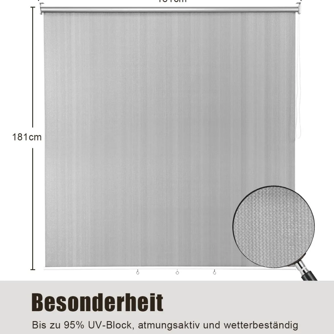 Verdunkelungsrollo Abdunkelungsrollo Thermorolle Sonnenschutz Sichtsschutz Kälteschutz 181 x 181 cm Grau