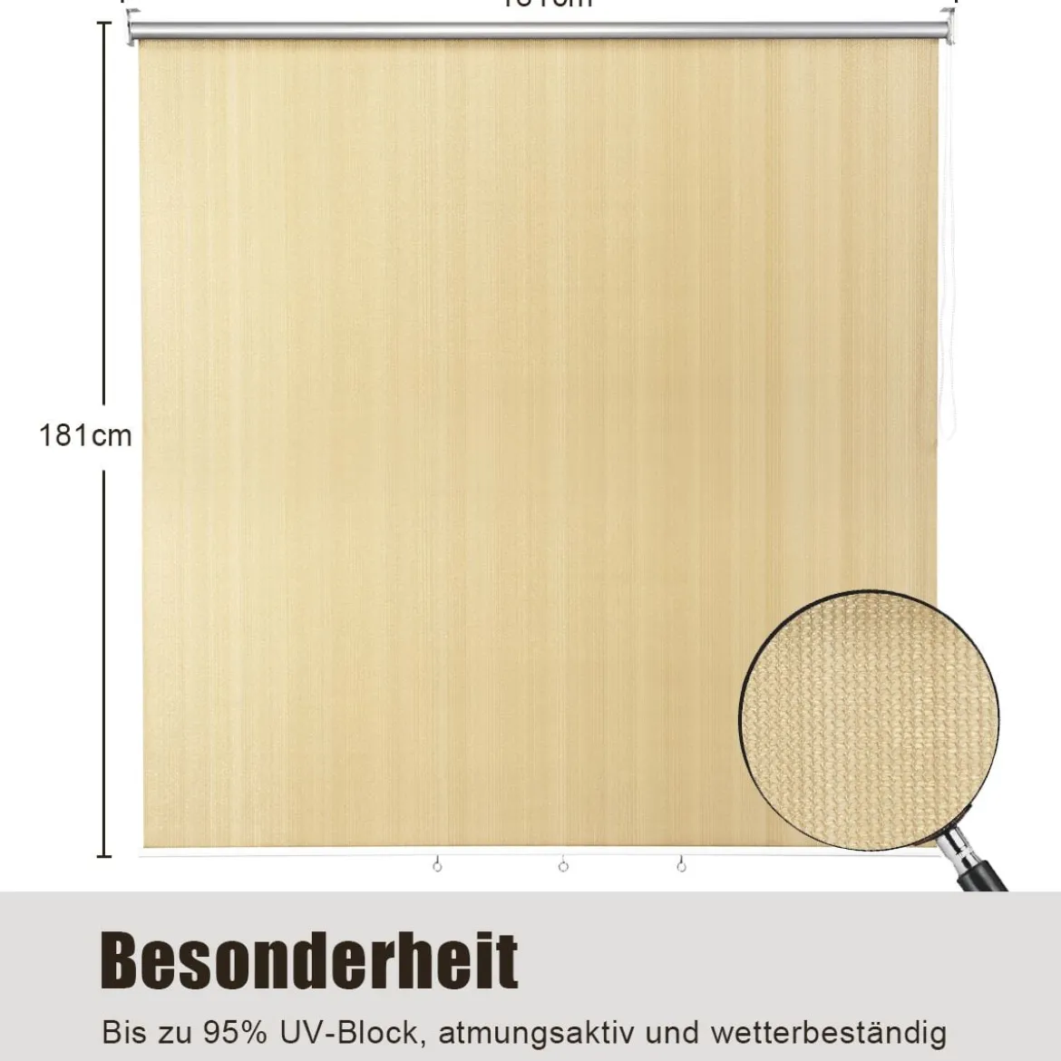 Verdunkelungsrollo Abdunkelungsrollo Sichtsschutz Kälteschutz 181 x 181 cm Beige