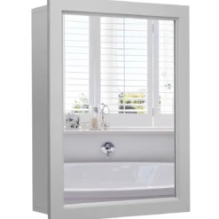 Verspiegelter Badezimmerschrank mit Spiege für Badezimmer 50 x 16 x 66 cm Grau