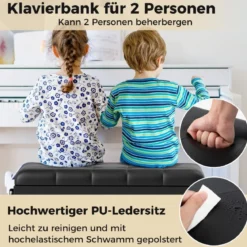 Verstellbare Duett-Klavierbank mit Stauraum & Wasserdichtem Gepolstertem Kissen Schwarz
