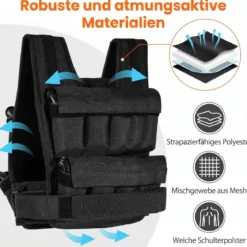 Verstellbare Gewichtsweste für Damen & Herren Fitnessweste mit Abnehmbaren Gewichtsandsäcken 34 cm