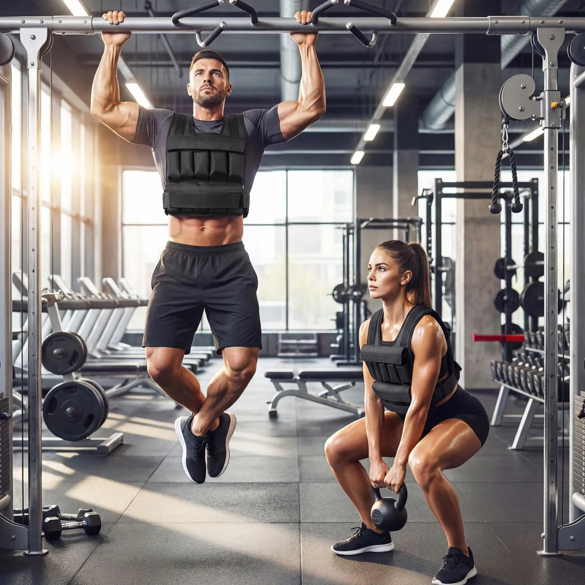 Verstellbare Gewichtsweste für Damen & Herren Fitnessweste mit Abnehmbaren Gewichtsandsäcken 34 cm