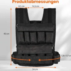 Verstellbare Gewichtsweste für Damen & Herren Fitnessweste mit Abnehmbaren Gewichtsandsäcken 34 cm