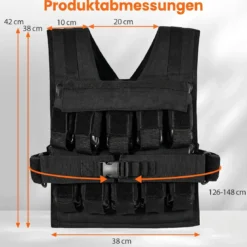 Verstellbare Gewichtsweste für Damen & Herren Trainingsweste mit Weiche Schulterpolster 38 cm