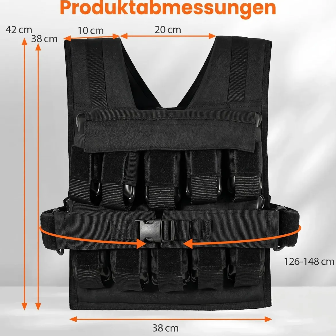 Verstellbare Gewichtsweste für Damen & Herren Trainingsweste mit Weiche Schulterpolster 38 cm
