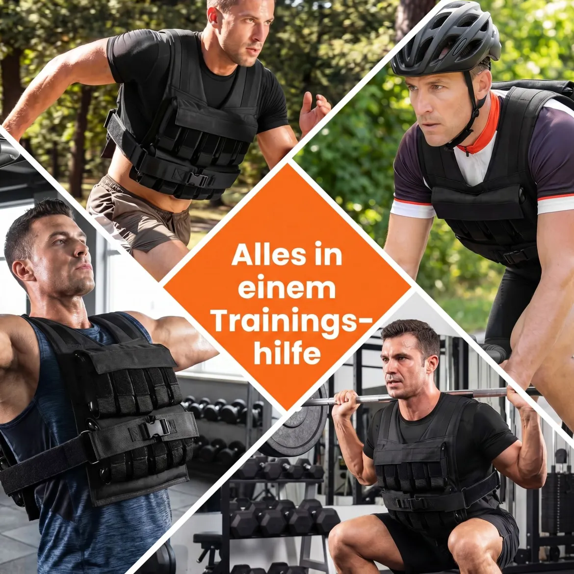 Verstellbare Gewichtsweste für Damen & Herren Trainingsweste mit Weiche Schulterpolster 38 cm