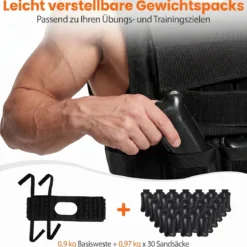 Verstellbare Gewichtsweste für Damen & Herren Trainingsweste mit Weiche Schulterpolster 36 cm