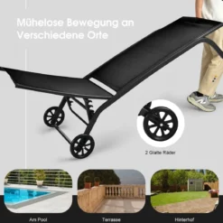 Verstellbare Outdoor-Liege mit Rädern und Schnell Trocknendem Stoff für Pool und Garten