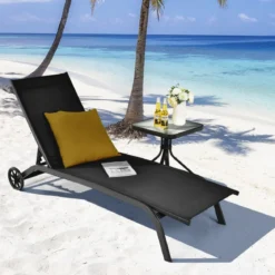 Verstellbare Outdoor-Liege mit Rädern und Schnell Trocknendem Stoff für Pool und Garten
