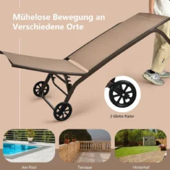 Verstellbare Outdoor-Liege mit Rädern und Schnell Trocknendem Stoff für Pool und Garten