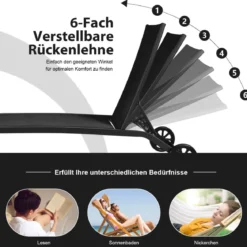 Verstellbare Outdoor-Liege mit Rädern und Schnell Trocknendem Stoff für Pool und Garten