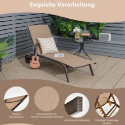 Verstellbare Outdoor-Liege mit Rädern und Schnell Trocknendem Stoff für Pool und Garten