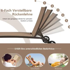 Verstellbare Outdoor-Liege mit Rädern und Schnell Trocknendem Stoff für Pool und Garten