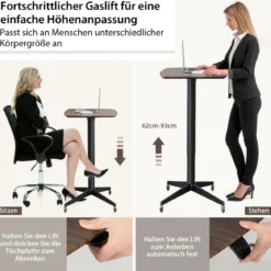Verstellbarer Betttisch Pneumatischer Medizinischer Nachttisch Braun