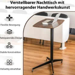 Verstellbarer Betttisch Pneumatischer Medizinischer Nachttisch Braun