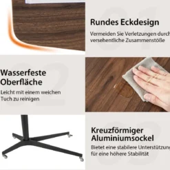 Verstellbarer Betttisch Pneumatischer Medizinischer Nachttisch Braun
