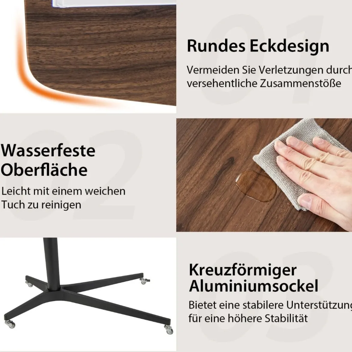 Verstellbarer Betttisch Pneumatischer Medizinischer Nachttisch Braun