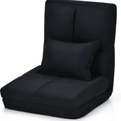 Verstellbarer Bodenstuhl Klappbares Bodensofa mit weichem Kissen Bodensessel Schwarz