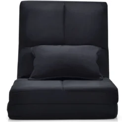 Verstellbarer Bodenstuhl Klappbares Bodensofa mit weichem Kissen Bodensessel Schwarz
