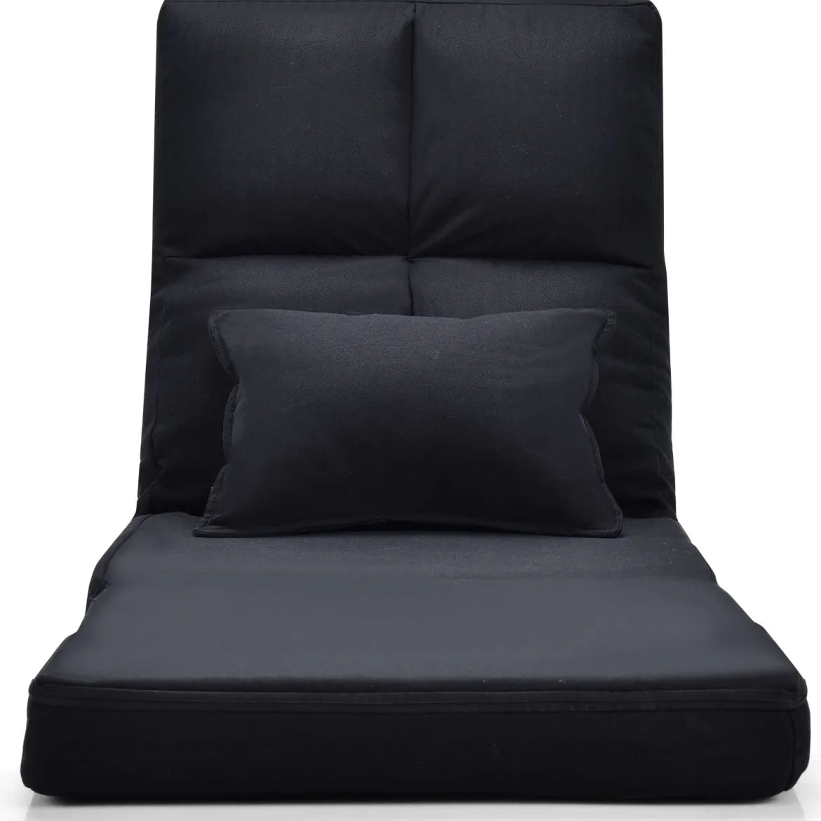 Verstellbarer Bodenstuhl Klappbares Bodensofa mit weichem Kissen Bodensessel Schwarz