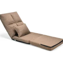 Verstellbarer Bodenstuhl Klappbares Bodensofa mit weichem Kissen Bodensessel Braun