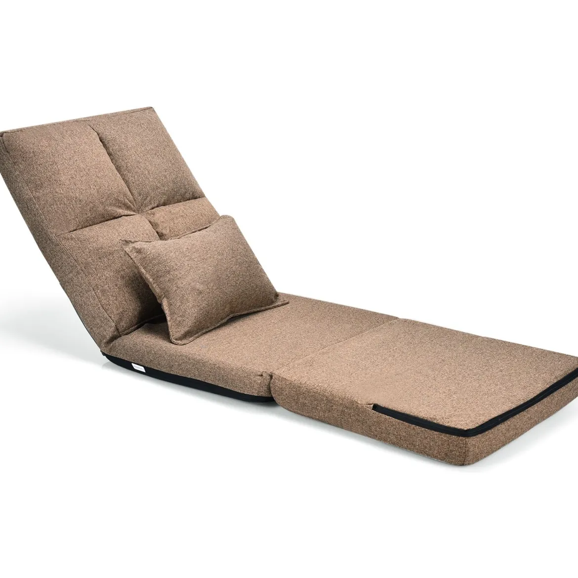 Verstellbarer Bodenstuhl Klappbares Bodensofa mit weichem Kissen Bodensessel Braun