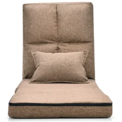 Verstellbarer Bodenstuhl Klappbares Bodensofa mit weichem Kissen Bodensessel Braun