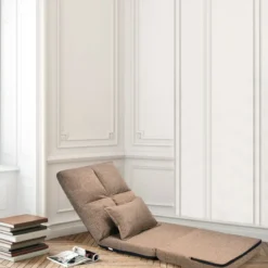 Verstellbarer Bodenstuhl Klappbares Bodensofa mit weichem Kissen Bodensessel Braun