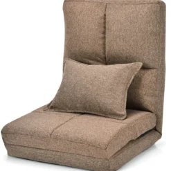 Verstellbarer Bodenstuhl Klappbares Bodensofa mit weichem Kissen Bodensessel Braun