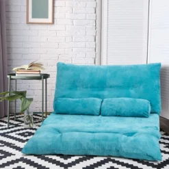 Verstellbares Bodensofa und Couch Bodensofa mit 2 Kissen 180 x 98 x 18 cm Blau
