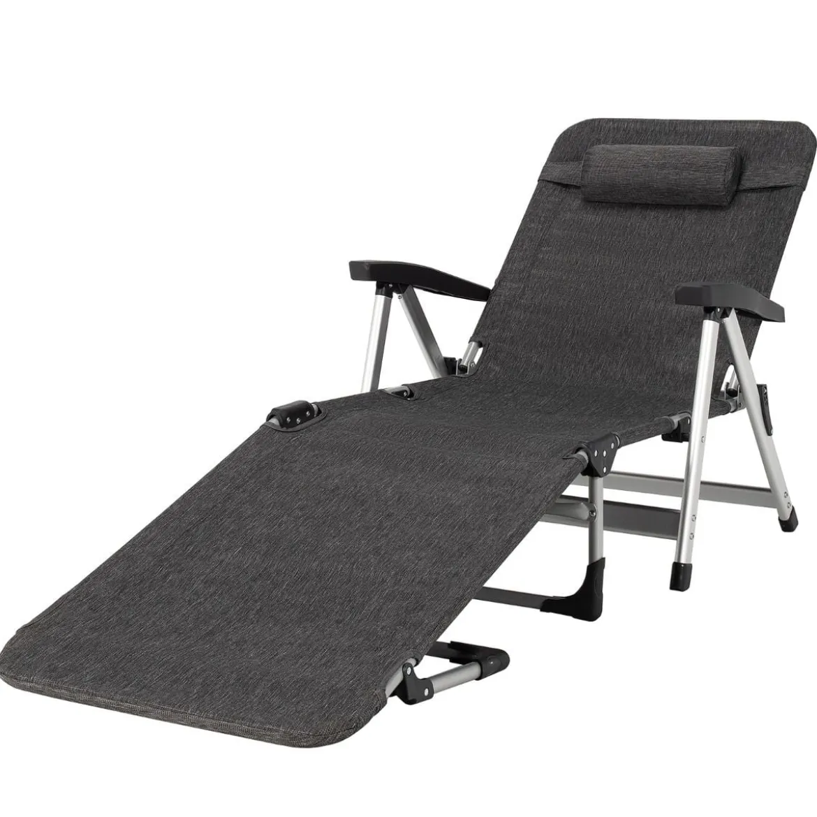 Verstellbare Sonnenliege Outdoor-Loungesessel 134-190 x 71 x 61,5-95 cm Grau