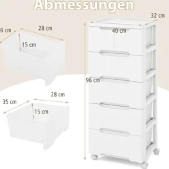 Vertikaler Nischenschrank mit Schubladen Aufbewahrungsschrank Kommode mit 6 Schubladen