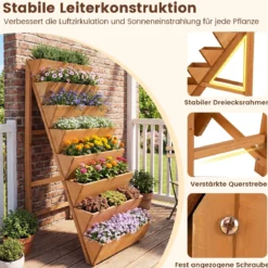 Vertikales Hochbeet mit 8 Etagen aus Tannenholz Blumenbeet mit Pflanzkästen Blumentreppe Orange