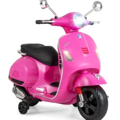VESPA Kinder Motorrad mit LED-Scheinwerfer & Hupe Elektro Kindermotorrad Elektrofahrzeug Pink