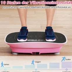 Vibrationsplatte mit 10 Geschwindigkeitsstufen & Fernbedienung Vibrationstrainer mit LED-Display Schwarz/Grau/Rosa/Weiß